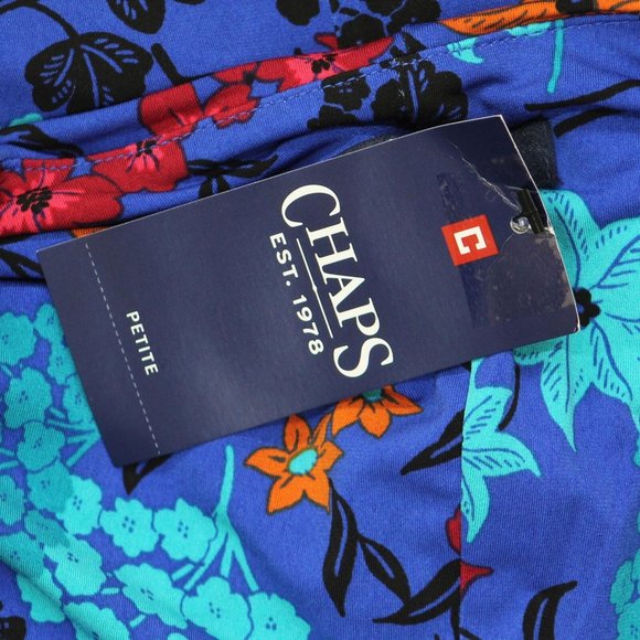 NWT Chaps Womens Faux Wrap Knit Dress CHTAW246 16P Capri Multi Blue - Picture 3 of 3